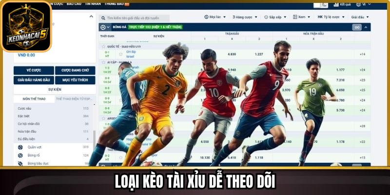 Loại kèo tài xỉu dễ theo dõi