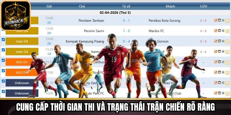 Cung cấp thời gian thi và trạng thái trận chiến rõ ràng