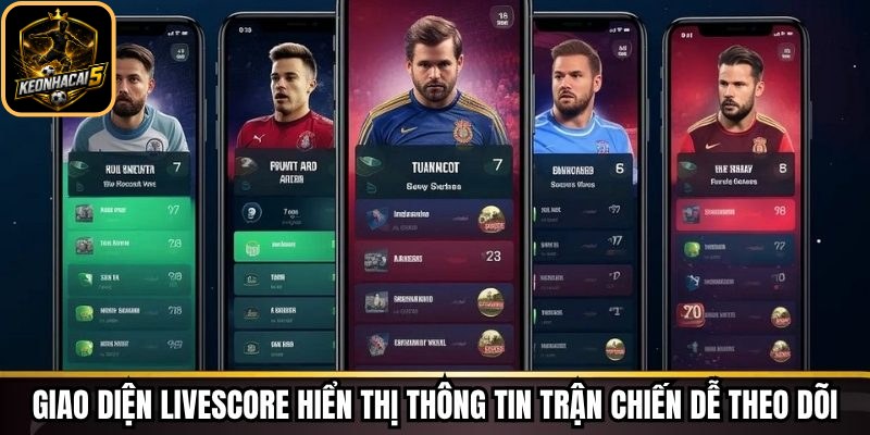 Giao diện livescore hiển thị thông tin trận chiến dễ theo dõi