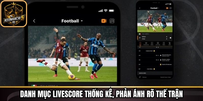 Danh mục livescore thống kê, phản ánh rõ thế trận